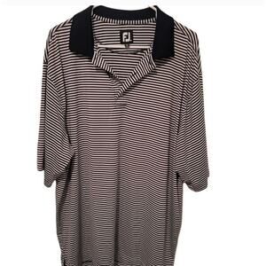 FootJoy Golf Polo Shirt XL Navy White Stripe Performance Moisture Wicking